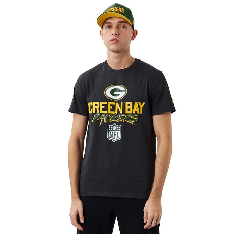 Grey New Era Bay Packers NFL Script T-Shirt | FQOR54123