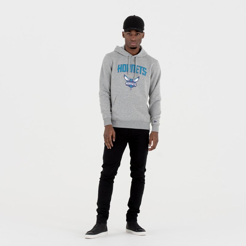 Grey New Era Charlotte Hornets Team Logo Hoodie | XIDP32157