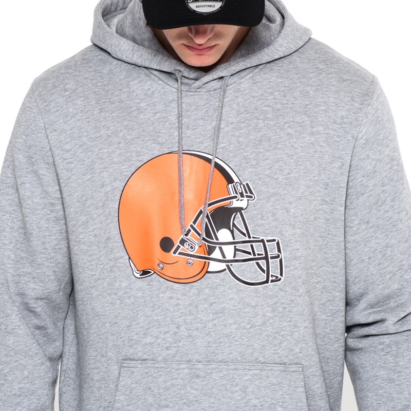 Grey New Era Cleveland Browns Team Logo Hoodie | ZGQV37184