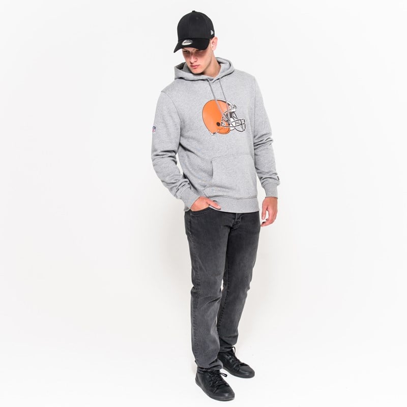 Grey New Era Cleveland Browns Team Logo Hoodie | ZGQV37184