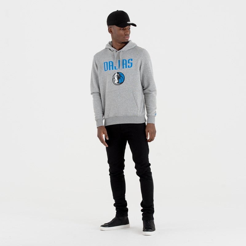 Grey New Era Dallas Mavericks Team Logo Pullover Hoodie | YOKP31890