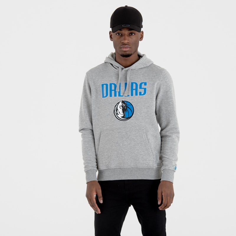 Grey New Era Dallas Mavericks Team Logo Pullover Hoodie | YOKP31890