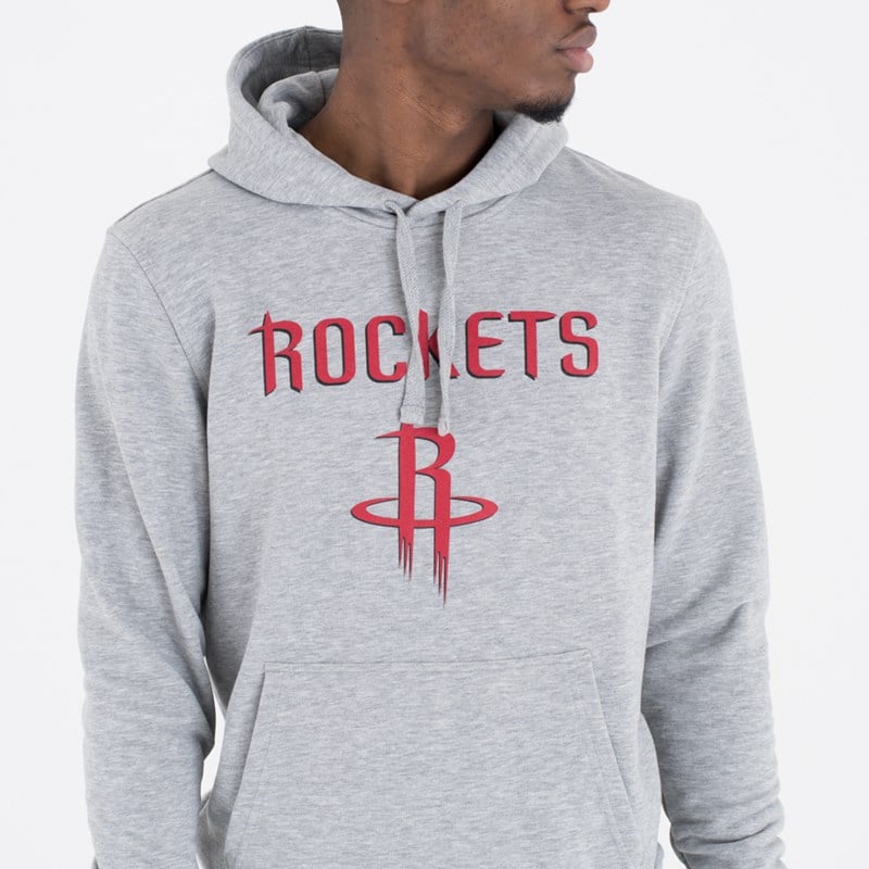 Grey New Era Houston Rockets Team Logo Pullover Hoodie | GUVR24613