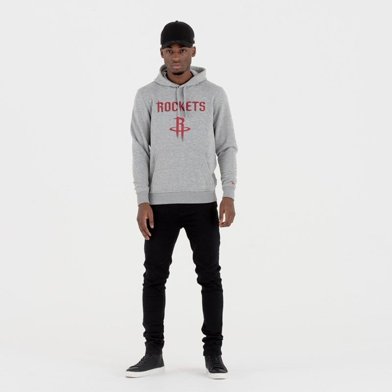 Grey New Era Houston Rockets Team Logo Pullover Hoodie | GUVR24613