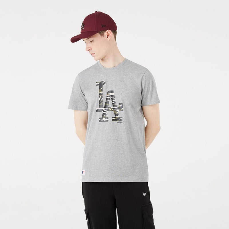 Grey New Era La Dodgers Logo T-Shirt | FADW58603