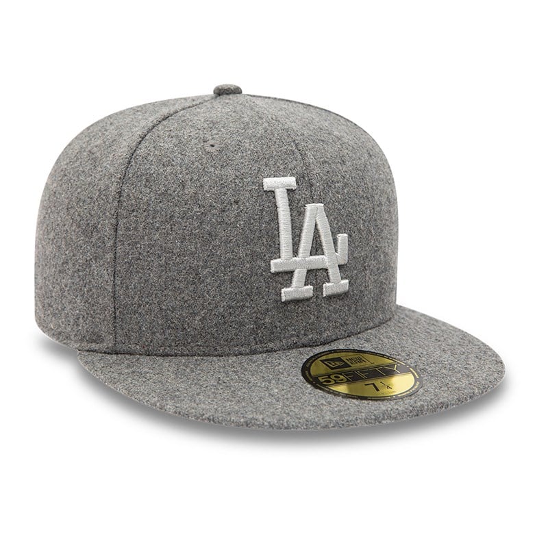 Grey New Era La Dodgers Melton Fitted Cap 59fifty | FVPT67841