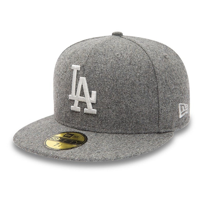 Grey New Era La Dodgers Melton Fitted Cap 59fifty | FVPT67841