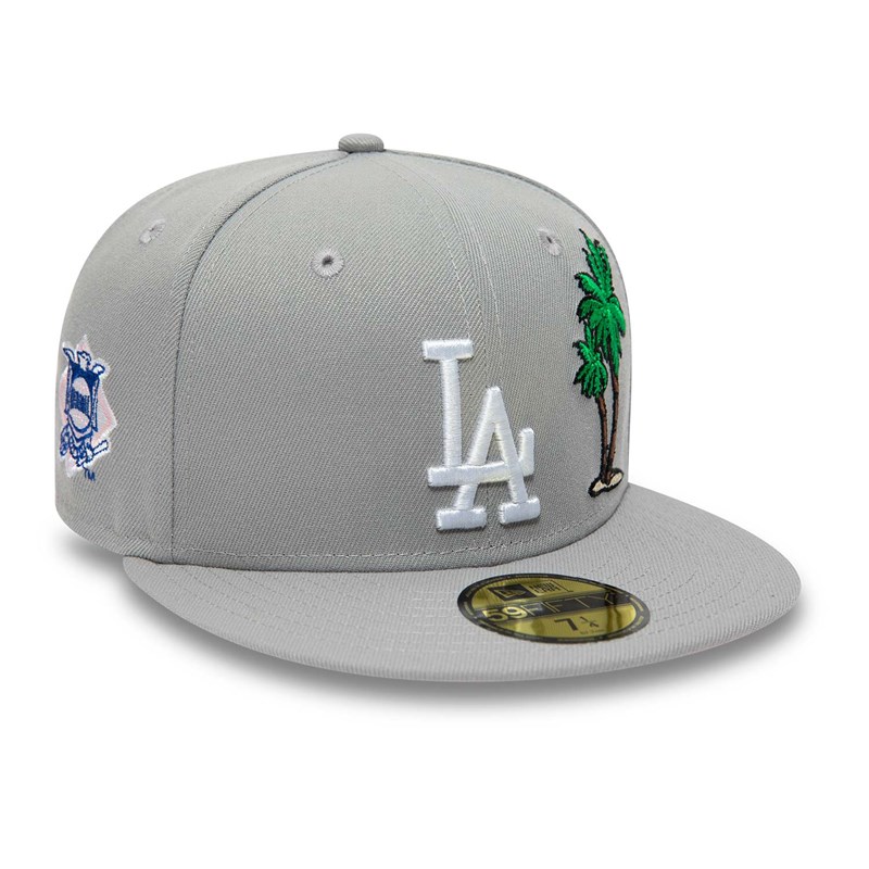 Grey New Era La Dodgers Palm Tree Fitted Cap 59fifty | ONAJ70152