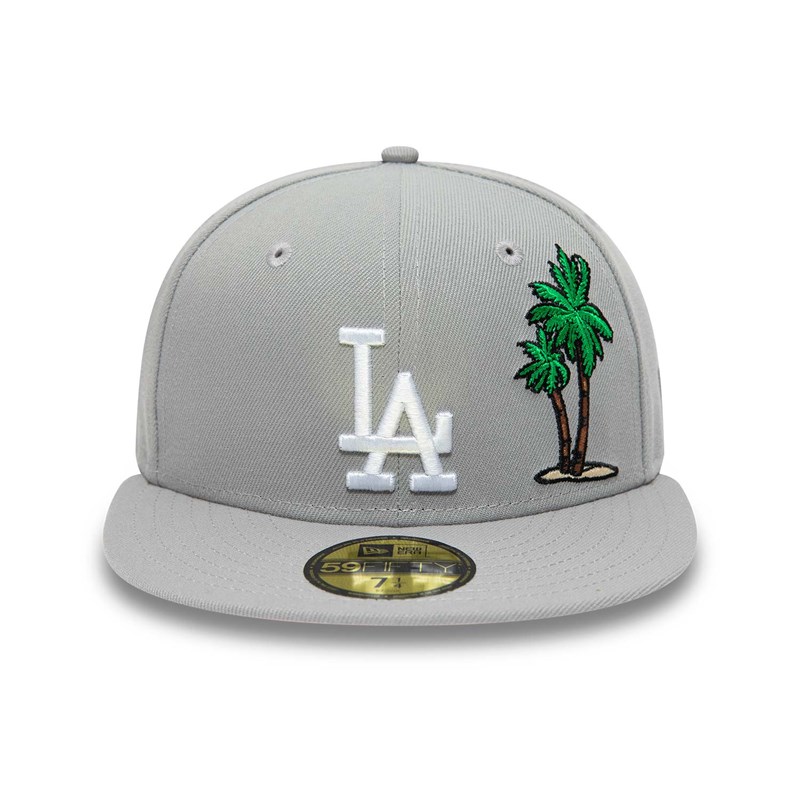 Grey New Era La Dodgers Palm Tree Fitted Cap 59fifty | ONAJ70152