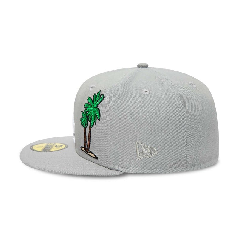 Grey New Era La Dodgers Palm Tree Fitted Cap 59fifty | ONAJ70152