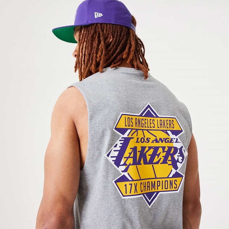 Grey New Era La Lakers NBA Championship Tank Top T-Shirt | QZSE08193