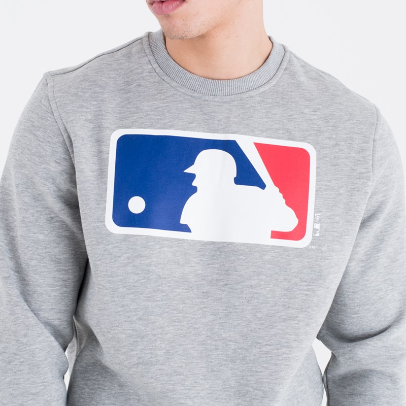 Grey New Era MLB Logo Crew Neck Sweatshirt | QIKA74051