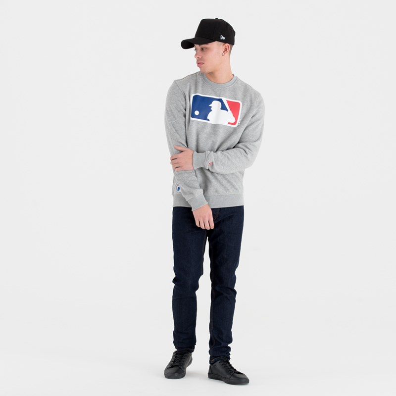 Grey New Era MLB Logo Crew Neck Sweatshirt | QIKA74051