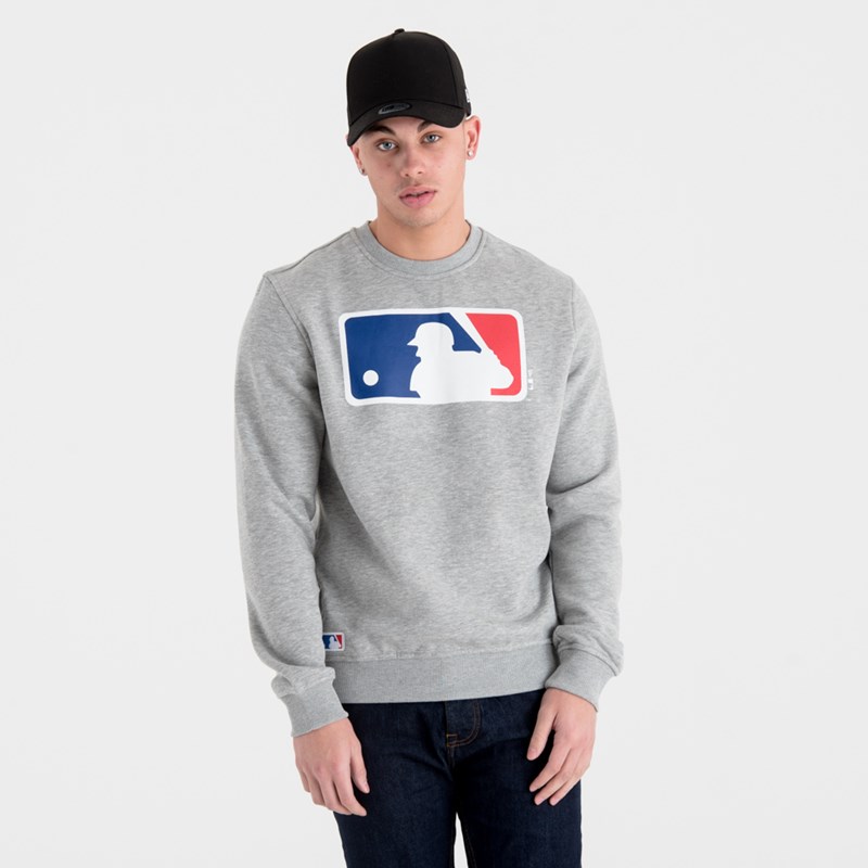 Grey New Era MLB Logo Crew Neck Sweatshirt | QIKA74051