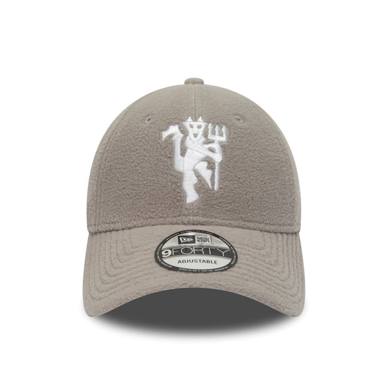 Grey New Era Manchester United Womens Borg Adjustable Cap 9forty | UZTH50327