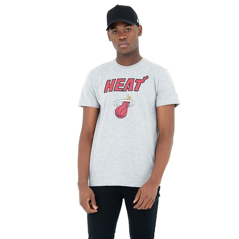 Grey New Era Miami Heat Heather T-Shirt | UPET93258