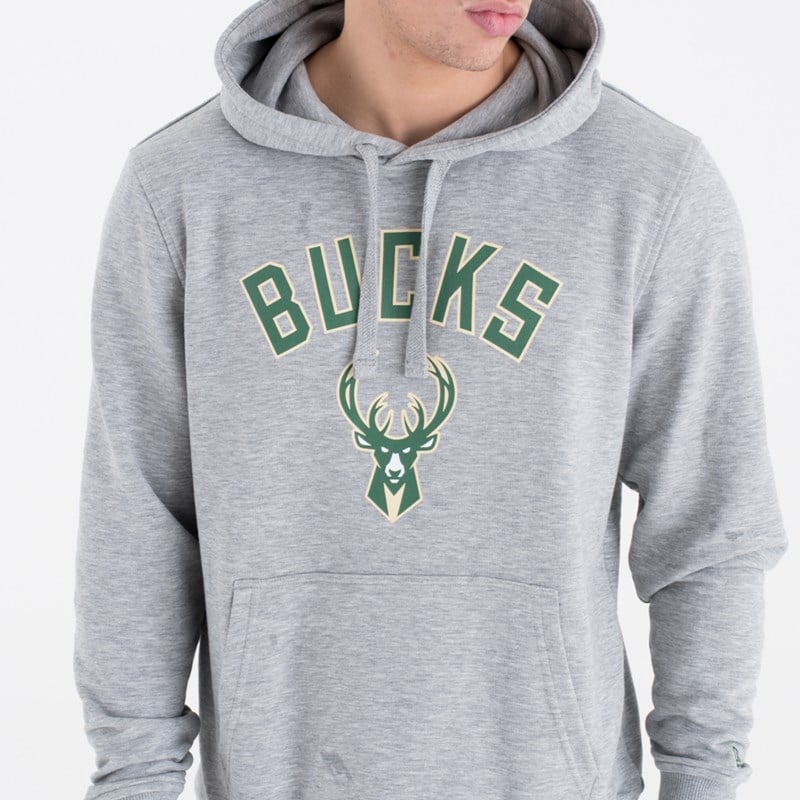 Grey New Era Milwaukee Bucks Team Logo Hoodie | ENVT71629