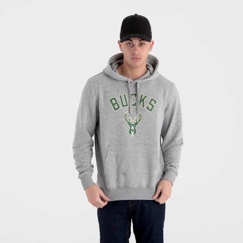 Grey New Era Milwaukee Bucks Team Logo Hoodie | ENVT71629