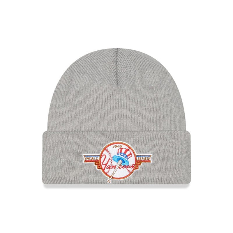 Grey New Era New York Yankees Series Beanie Hat Knit | VMNI71630