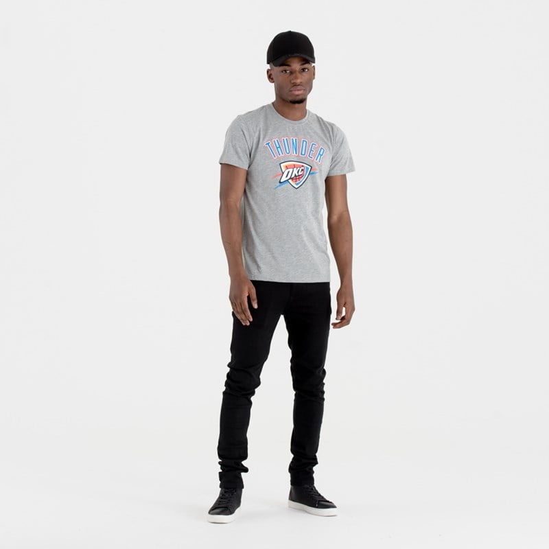 Grey New Era Oklahoma City Thunder NBA Team Logo T-Shirt | ELDT56783