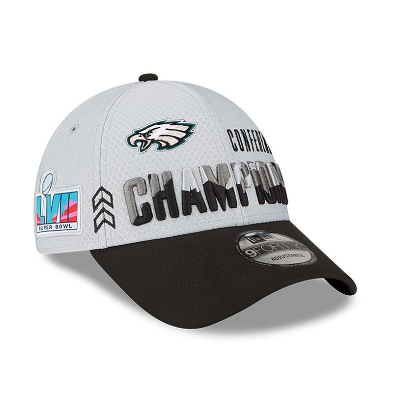 Grey New Era Philadelphia Eagles Conference Champions Adjustable Cap 9forty | DACP63418