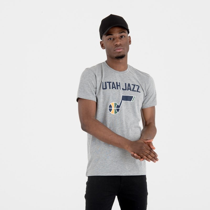 Grey New Era Utah Jazz Team NBA Team Logo T-Shirt | FJCA40395