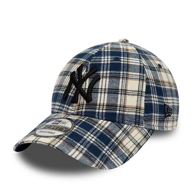 Navy New Era New York Yankees Plaid Adjustable Cap 9forty | NIKR19864