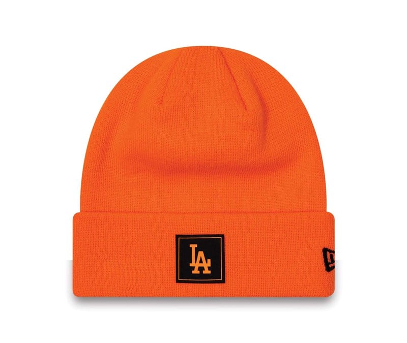 Orange New Era La Dodgers Neon Cuff Beanie Hat Knit | GETL21943