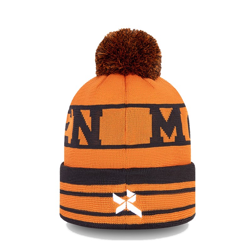 Orange New Era Mclaren F1 Daniel Ricciardo Bobble Beanie Hat Knit | GBLE23806