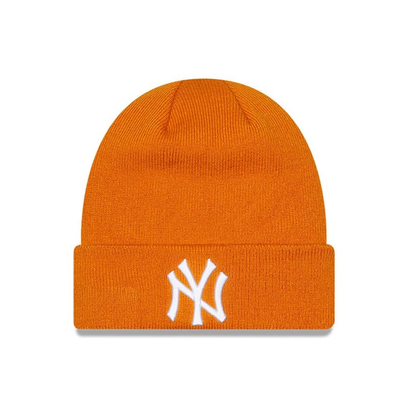 Orange New Era New York Yankees League Essential Beanie Hat Knit | IFCQ42308