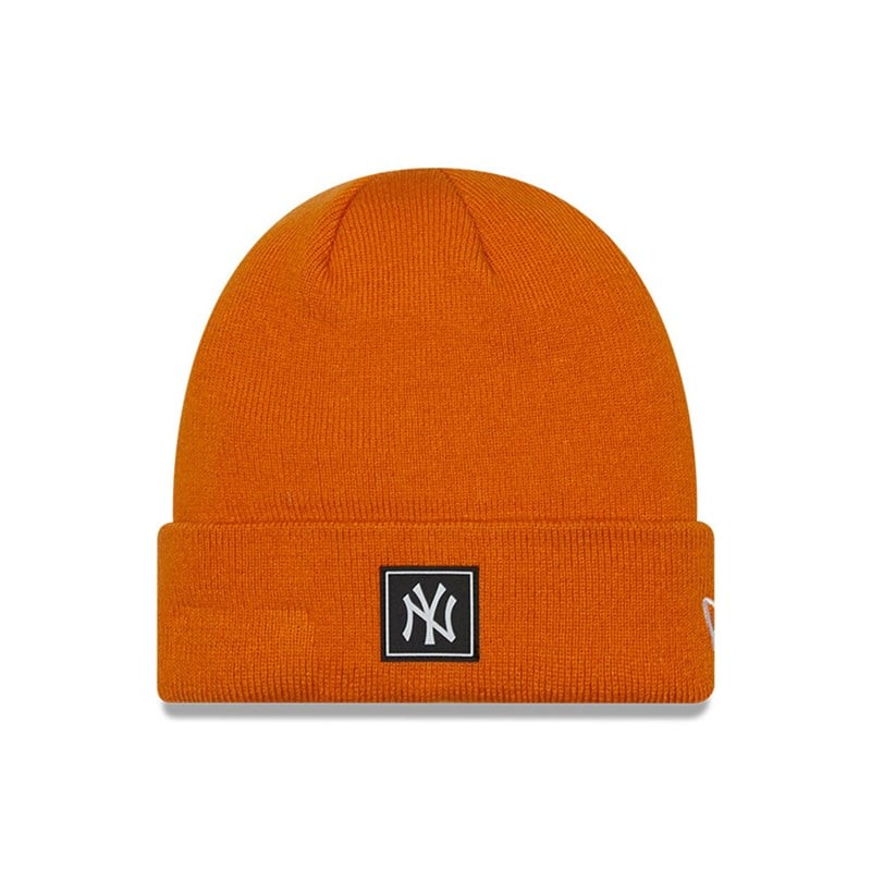 Orange New Era New York Yankees Team Beanie Hat Knit | EQRV91430