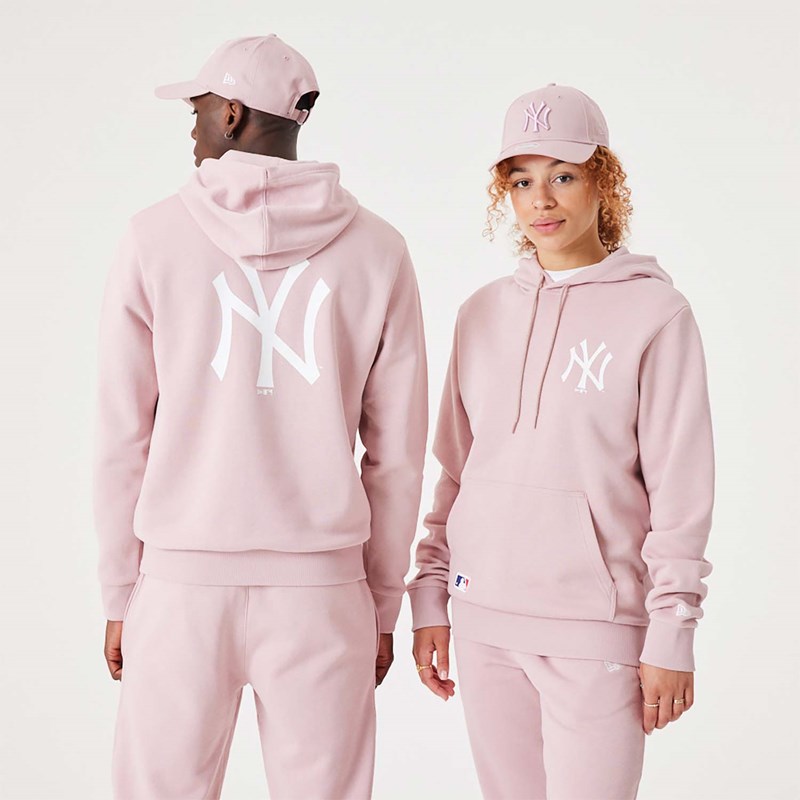 Pink New Era New York Yankees MLB League Essential Pastel Pullover Hoodie | GERN57084