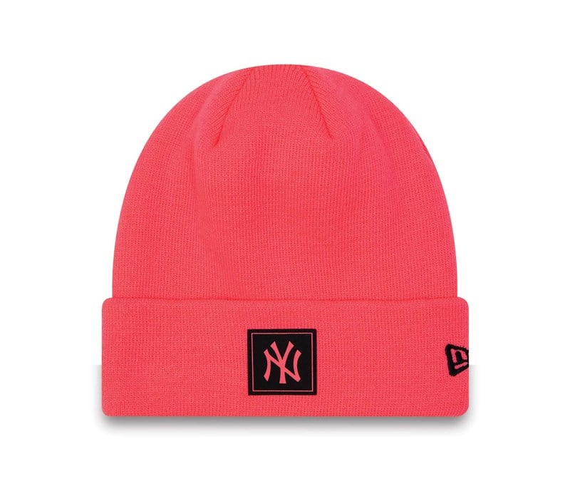 Pink New Era New York Yankees Neon Beanie Hat Knit | ZKER17094