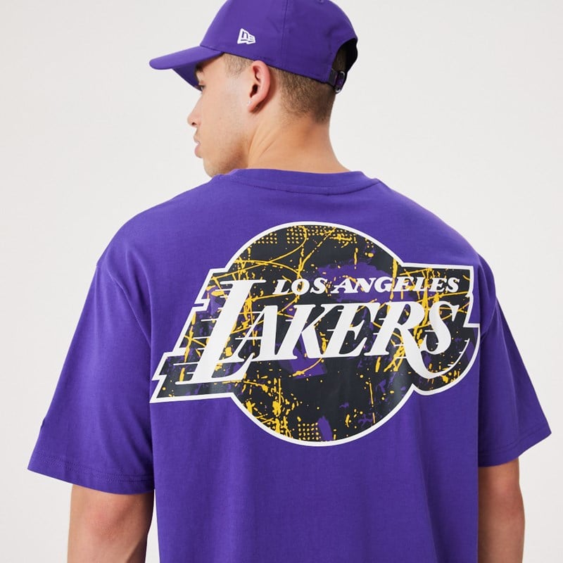 Purple New Era La Lakers NBA Infill Team Logo Oversized T-Shirt | SNMA29086