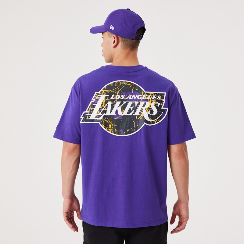 Purple New Era La Lakers NBA Infill Team Logo Oversized T-Shirt | SNMA29086