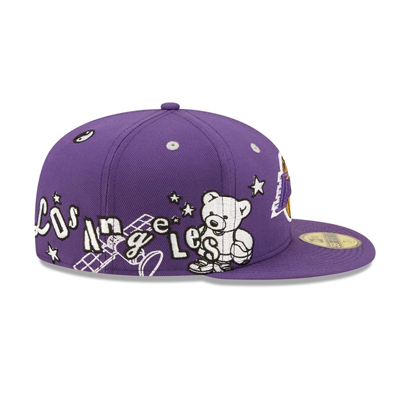 Purple New Era La Lakers Teddy Fitted Cap 59fifty | BEYU58309