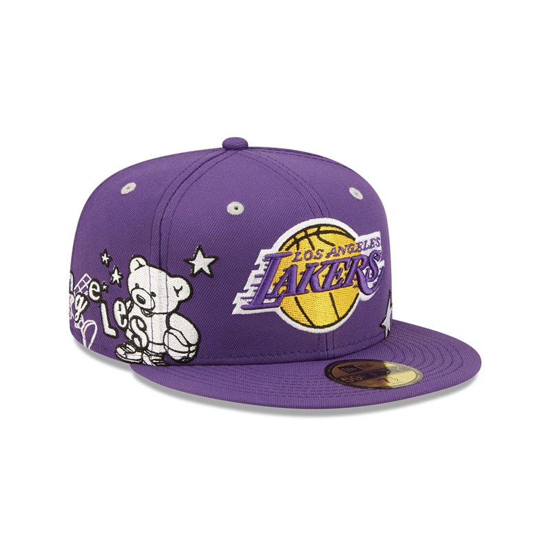 Purple New Era La Lakers Teddy Fitted Cap 59fifty | BEYU58309