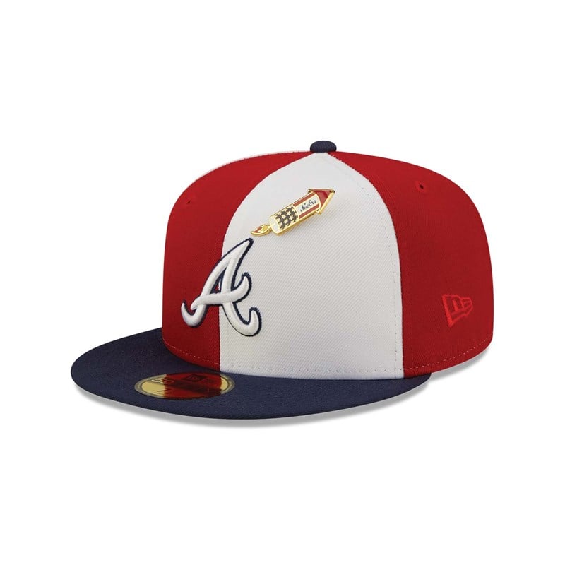 Red New Era Atlanta Braves Pinwheel Americana Fitted Cap 59fifty | NVZH08329