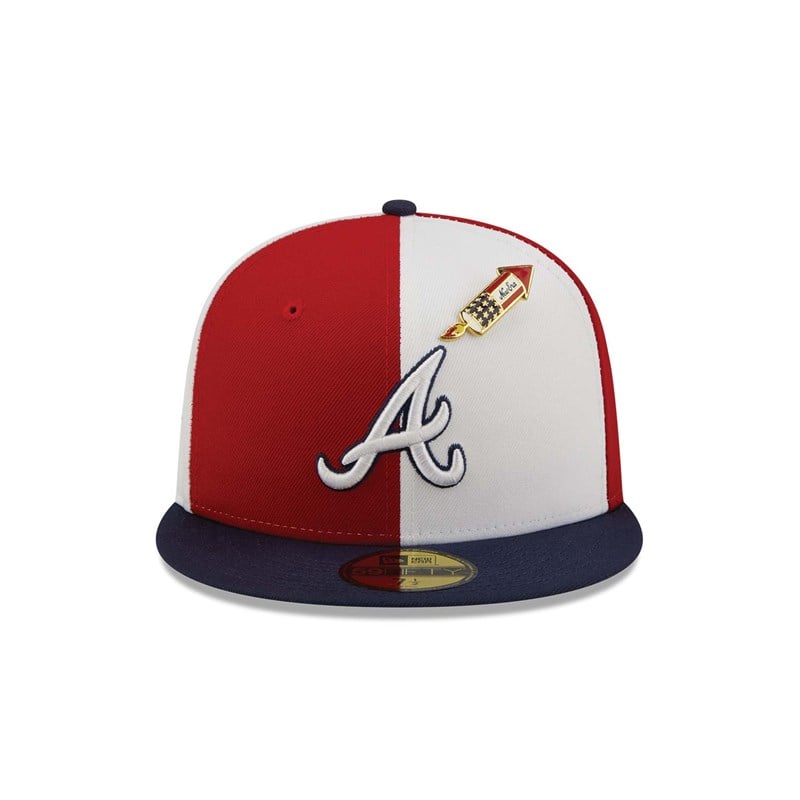 Red New Era Atlanta Braves Pinwheel Americana Fitted Cap 59fifty | NVZH08329