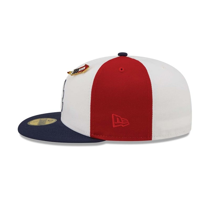 Red New Era Atlanta Braves Pinwheel Americana Fitted Cap 59fifty | NVZH08329