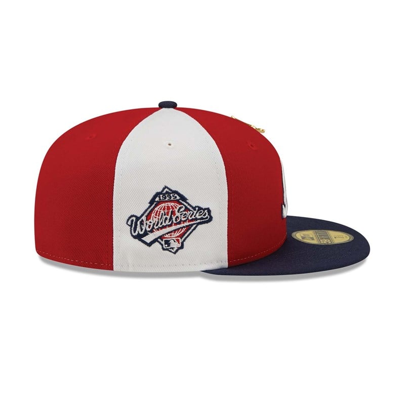 Red New Era Atlanta Braves Pinwheel Americana Fitted Cap 59fifty | NVZH08329