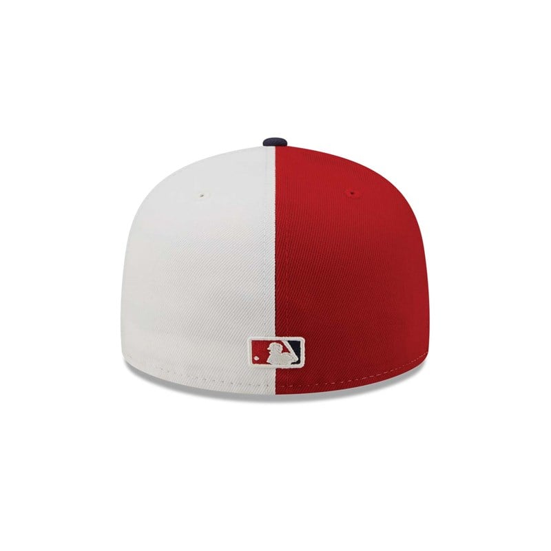 Red New Era Atlanta Braves Pinwheel Americana Fitted Cap 59fifty | NVZH08329