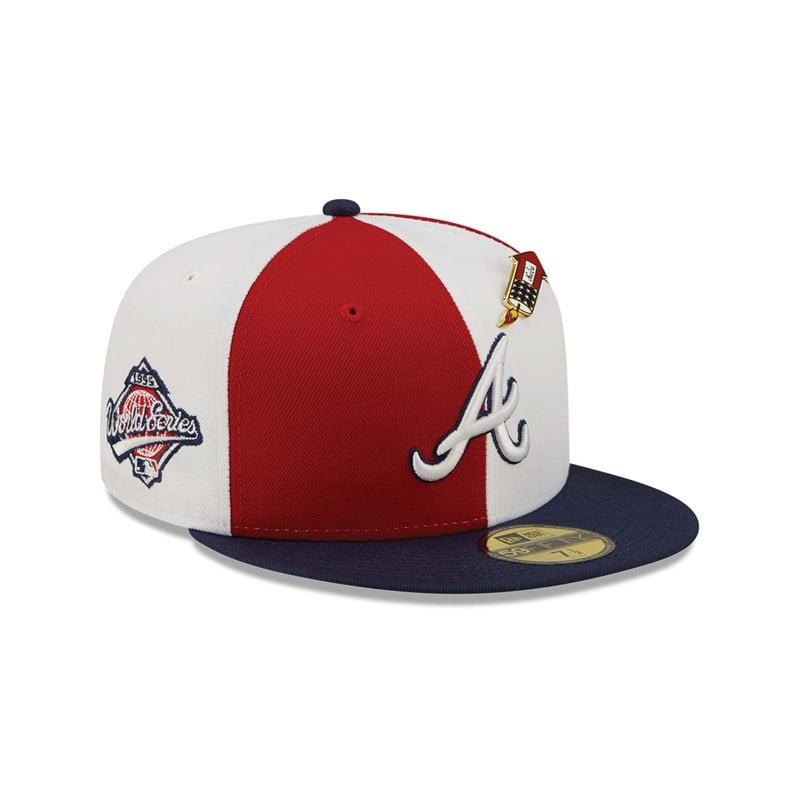 Red New Era Atlanta Braves Pinwheel Americana Fitted Cap 59fifty | NVZH08329