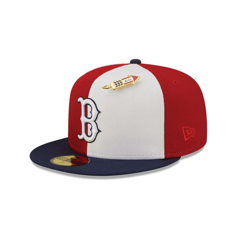 Red New Era Boston Sox Pinwheel Americana Fitted Cap 59fifty | QTAH07138