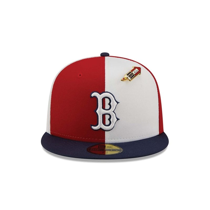 Red New Era Boston Sox Pinwheel Americana Fitted Cap 59fifty | QTAH07138