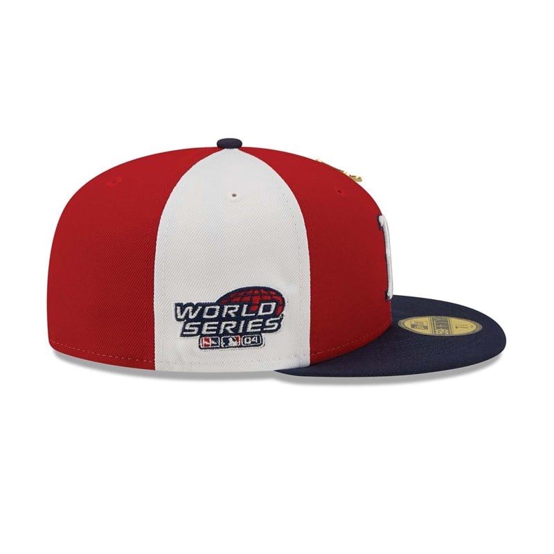 Red New Era Boston Sox Pinwheel Americana Fitted Cap 59fifty | QTAH07138