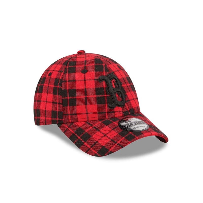 Red New Era Boston Sox Plaid Adjustable Cap 9forty | KQRF46759