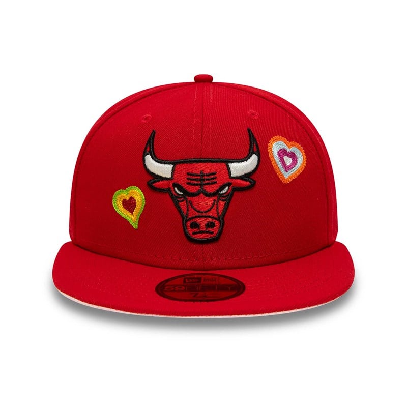 Red New Era Chicago Bulls Chain Stitch Heart Fitted Cap 59fifty | GYXO30278