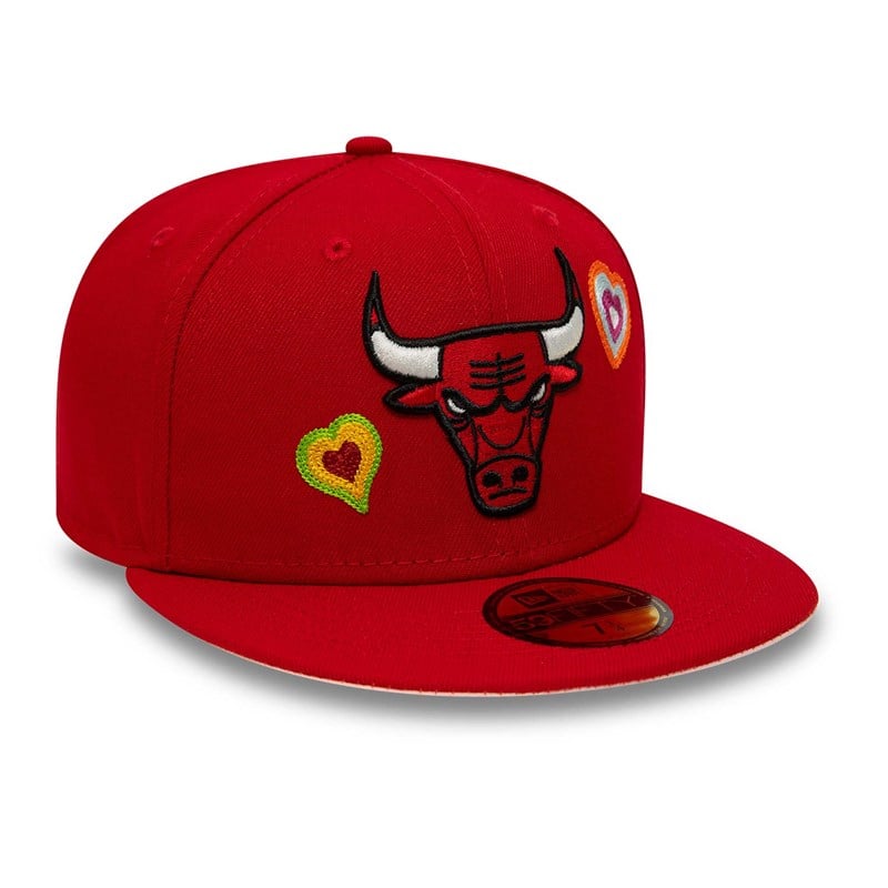 Red New Era Chicago Bulls Chain Stitch Heart Fitted Cap 59fifty | GYXO30278