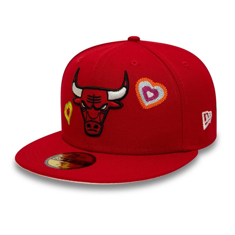 Red New Era Chicago Bulls Chain Stitch Heart Fitted Cap 59fifty | GYXO30278